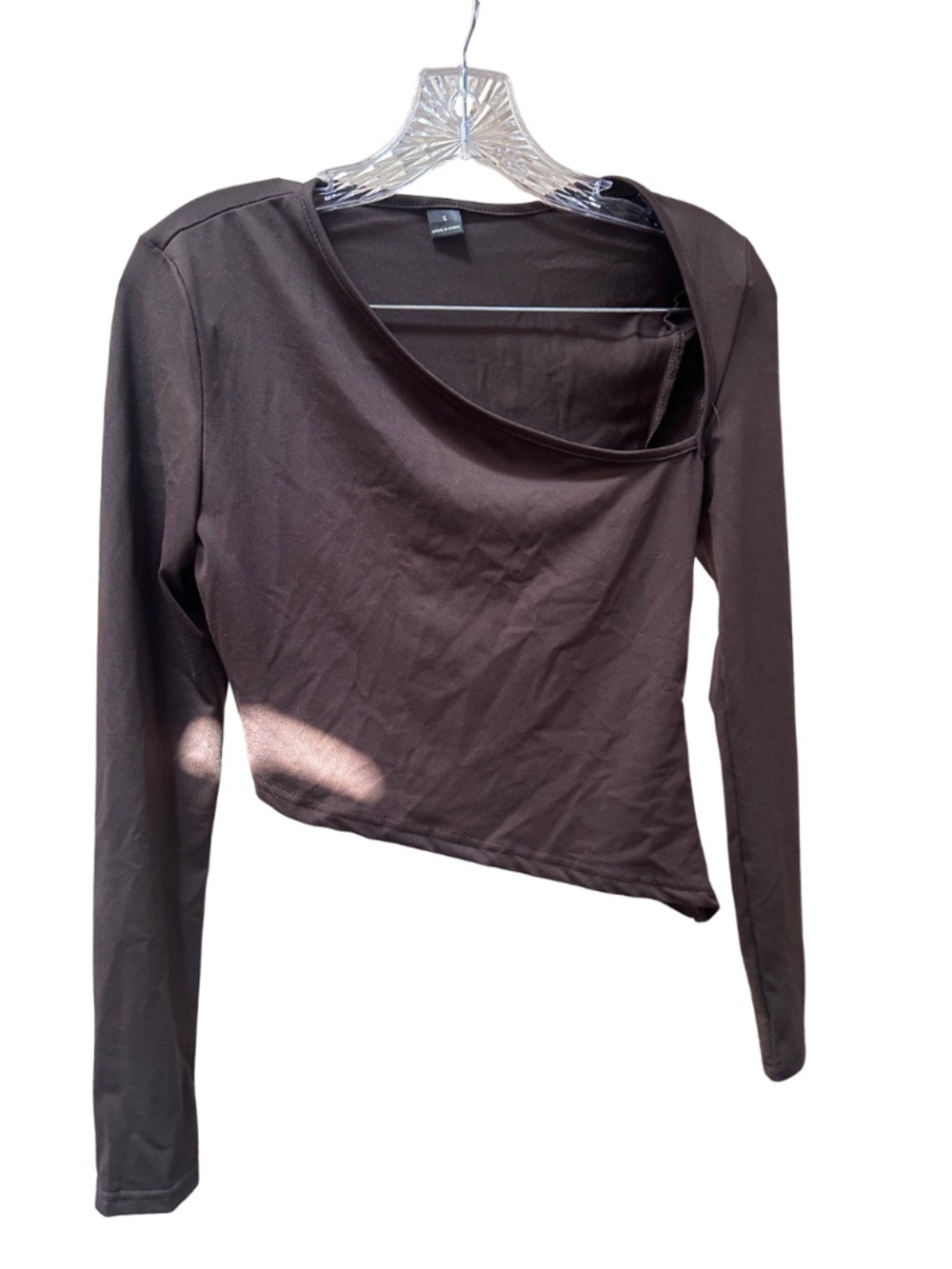 Brown Asymmetrical Long Sleeve Top - Women's Small
